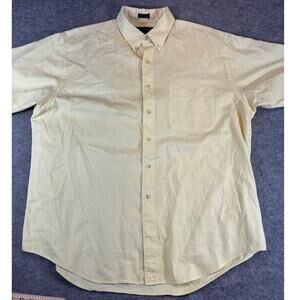 Eddie Bauer Button Down Shirt Mens XL Yellow Short Sleeve Work Office Minimalist